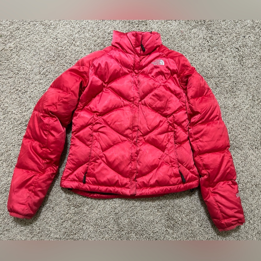 The North Face 550 Goose Down Puffer Spiced Coral Full Zip Coat Jacket Women XS